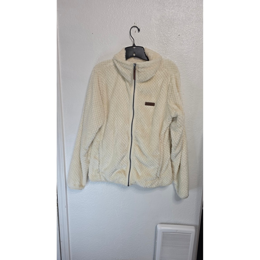 Columbia Fire Side II Sherpa Fleece Jacket Womens Large Cream Excellent